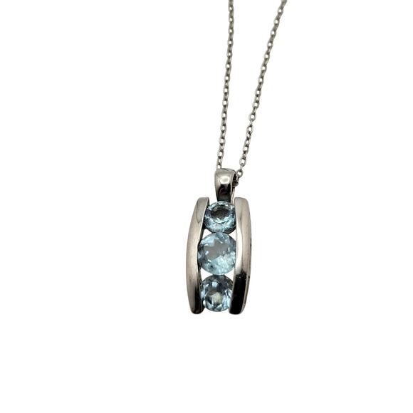 Italy 925 CZ Topaz Gemstone Necklace - Picture 1 of 7